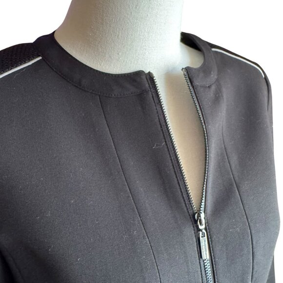Marc New York Black Moto-Inspired Zip Jacket Size 6 | Sleek Stretch Knit Blazer - Picture 4 of 7